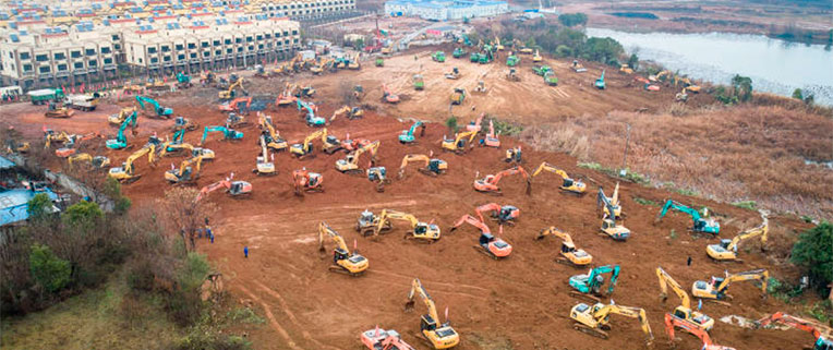 Hospital Huoshenshan construído em dez dias (FONTE: www1.folha.uol.com.br/hospital).